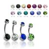 10 mm - BZ - Blue Zircon/ Blauer Zirkon - Stahl - Banane - Doppelkristall