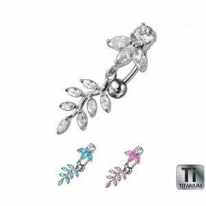 Titanium rhodium plated - banana - leaf - AQ