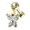 Stahl - Barbell - Tragus - Dangle Element - Schmetterling - Kristall