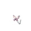 Stahl - Nasenstecker - Schmetterling - Kristalle Pink (PK)