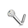 Titanium Press Fit Jeweled 2mm Micro Ball top L bend Nose Stud Rings