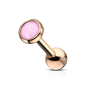 Stahl - Barbell - Tragus - Leuchtstein Rosegold / Pink