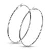 Stainless Steel Round Hoop Earrings 1 Pair Silver 65 mm