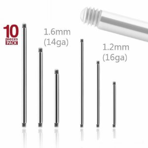 Steel - Barbell - without balls - 10pcs pack 1,2 mm - 6 mm