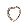 Rosegold Steel - Ohrring biegbar - Daith Piercing - Herz - Kristalle - CC