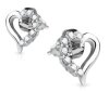 Silver - Ear stud - heart crystal bow - 925 sterling silver