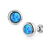 Steel - Ear stud - Bezeled Opal