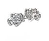 Steel - Ear stud -  Double Heart Crystal