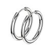 Pair of 316L Stainless Steel Hinge Action Seamless Hoop Earrings Silver 10 mm