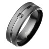 Black Steel - Finger Ring - Glanzstreif mit Kristall 66