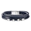 Leather - Bracelet - Multi Strand Blue Micro Fiber