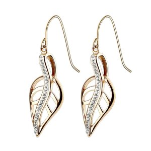 Stainless Steel - Ear ring - Crystal - Leaf