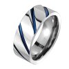 Titanium - Finger Ring - Striped Blue