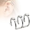 Steel - Clip On Piercing - 3-row decorated with stars