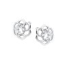 Silver - Ear stud - flower with zirconia stone - 925 sterling silver