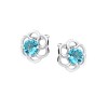 Silver - Ear stud - flower with zirconia stone - 925 sterling silver