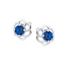 Silver - Ear stud - flower with zirconia stone - 925 sterling silver