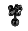 Tragus Ear Cartilage Barbell Studs - Fleur de Lis  Black