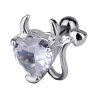 Steel - Ear Stud - Devilheart - Crystal - Tragus