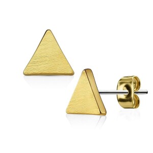 Steel - Ear stud -  Triangle Brushed Gold