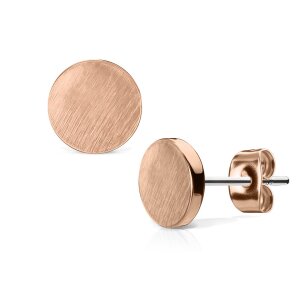 Steel - Ear stud -  Round Circle Brushed Rosegold