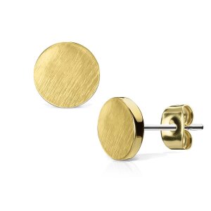 Steel - Ear stud -  Round Circle Brushed Gold