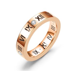 Edelstahl - Finger Ring - Cut Design Römische Ziffern