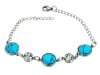 Stainless Steel - Bracelet - Turquoise stone and crystals