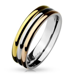 Edelstahl - Finger Ring - Triple Color 53