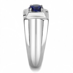 Edelstahl - Finger Ring - Zirkon Blau