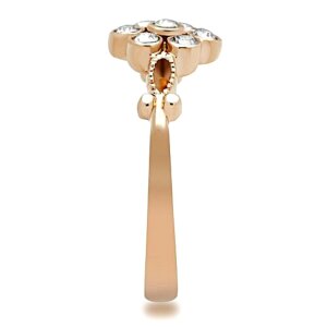 Rosegold Steel - Finger Ring - Crystal Flower