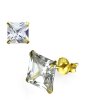 Sterling Silver 925 - Ohrstecker - Kristall Quadrat und Gold 18K