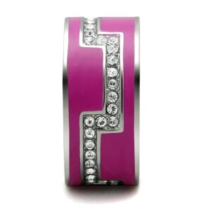 Steel - Finger Ring - Pink with Crystal