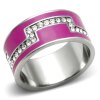 Steel - Finger Ring - Pink with Crystal