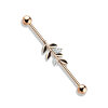 Steel - Industrial Barbell - Branch with Crystals Rosegold Steel