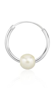 Sterling Silver 925 - Hoops - Round with pearl 10 mm