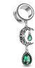 Steel - tunnel - moon - emerald stone - hanging element 10 mm silver