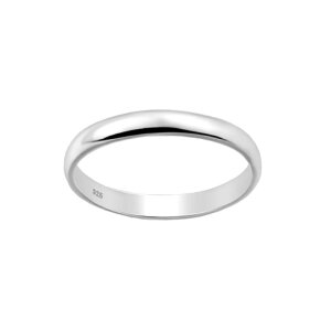 Sterling Silver 925 - Finger Ring - Basic Band Ring 3 mm 50