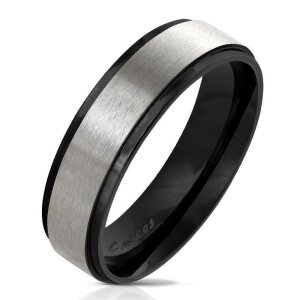 Steel - Finger Ring - Stepped Edge with Brushed Steel...