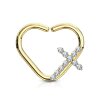 Bendable earring - Daith Piercing - Heart - Cross - Crystals - CC left Gold