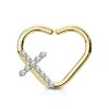 Bendable earring - Daith Piercing - Heart - Cross - Crystals - CC right Gold