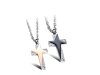 Stainless steel - necklace - cross with colored star and crystals