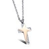 Stainless steel - necklace - cross with colored star and crystals