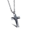 Stainless steel - necklace - cross with colored star and crystals