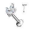 Steel - stud earrings - leaf - marquise - crystal - tragus Steel