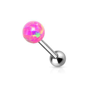 Stahl - Zungenbarbell - 1,6 mm - Opal Ball Pink