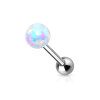 Steel - tongue barbell - 1.6 mm - opal ball - 6mm