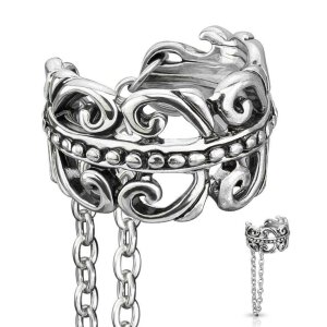 Stahl - Clip On Piercing - keltisches Herz - Kette