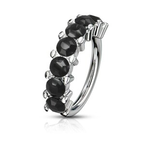 Bendable earring - 7 crystals right Stahl Black