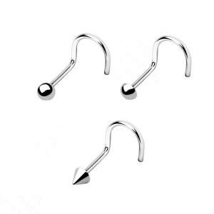 Titanium - nasal spiral - curved - 3 shapes 0,8 mm ball